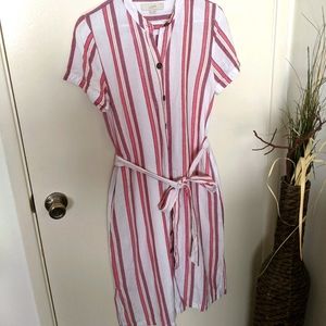 Stripes Belted shift dress